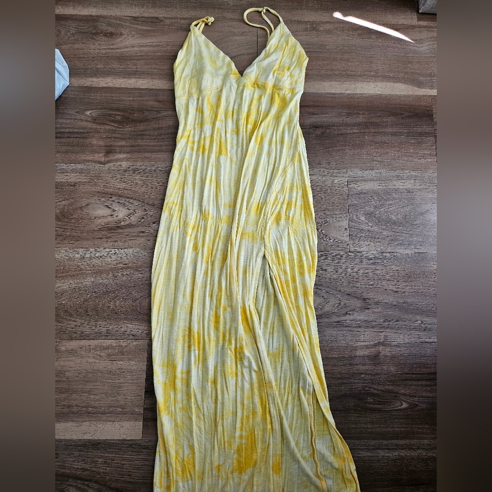 Fashion Nova Yellow Tie-Dye Maxi Dress
